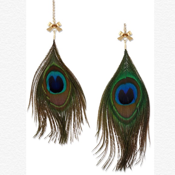Betsey Johnson Jewelry - Betsey Johnson Peacock Feather Earrings 💚💙💜